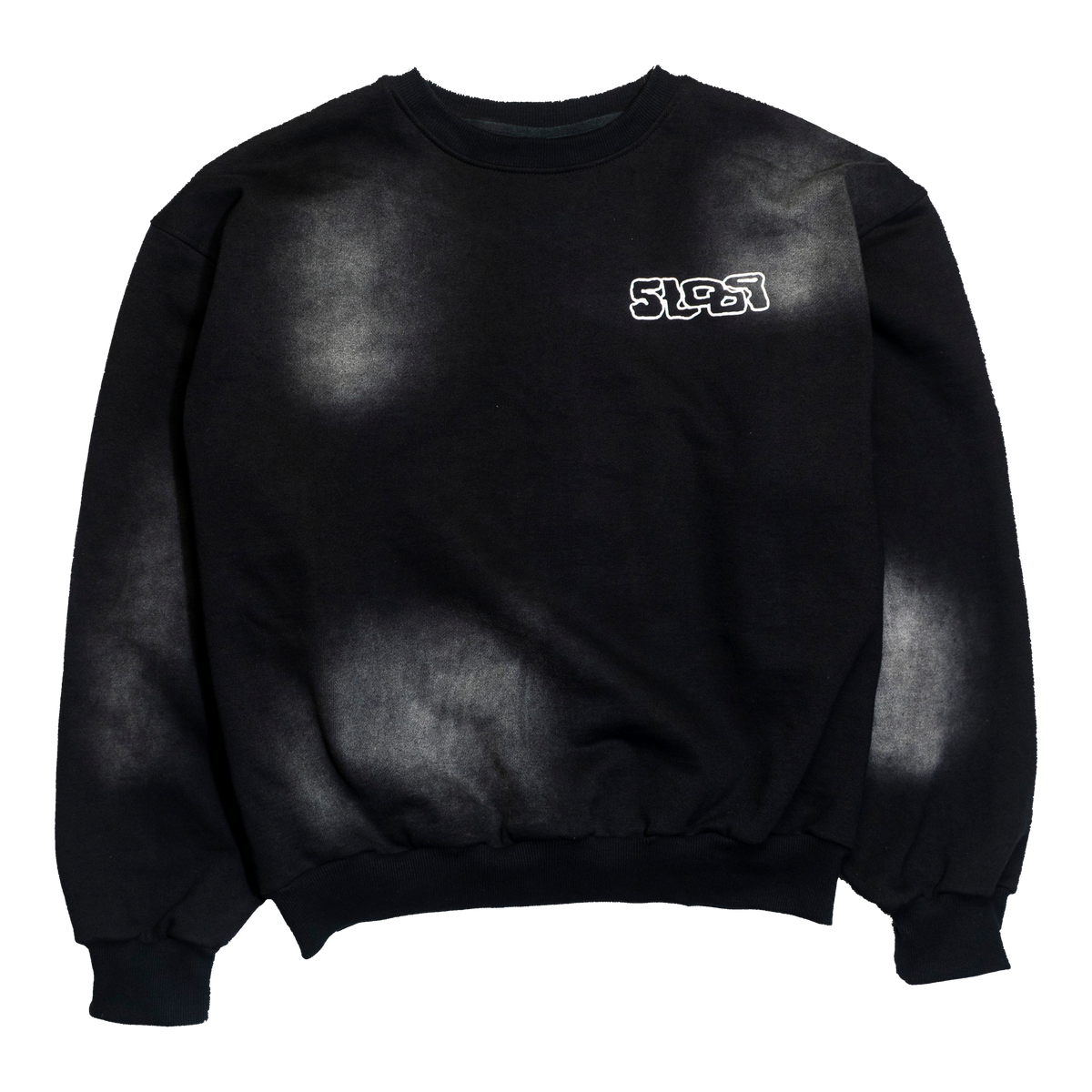 5Loop 5ivFaded black crewneck sweatshirt, front view with chest logo and sun-faded finish