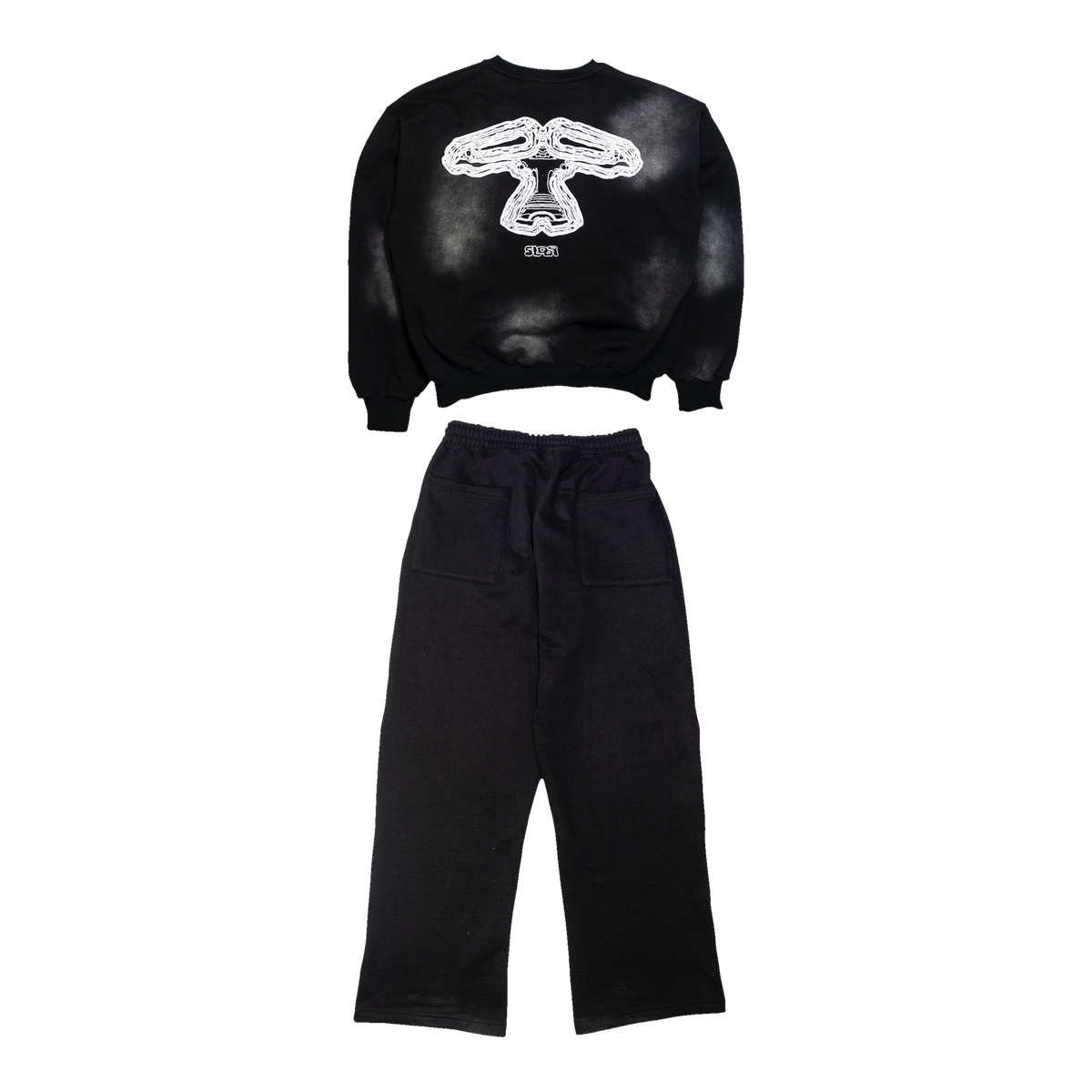 5Loop 5ivFaded black tracksuit, back view of the graphic crewneck sweatshirt and matching sweatpants