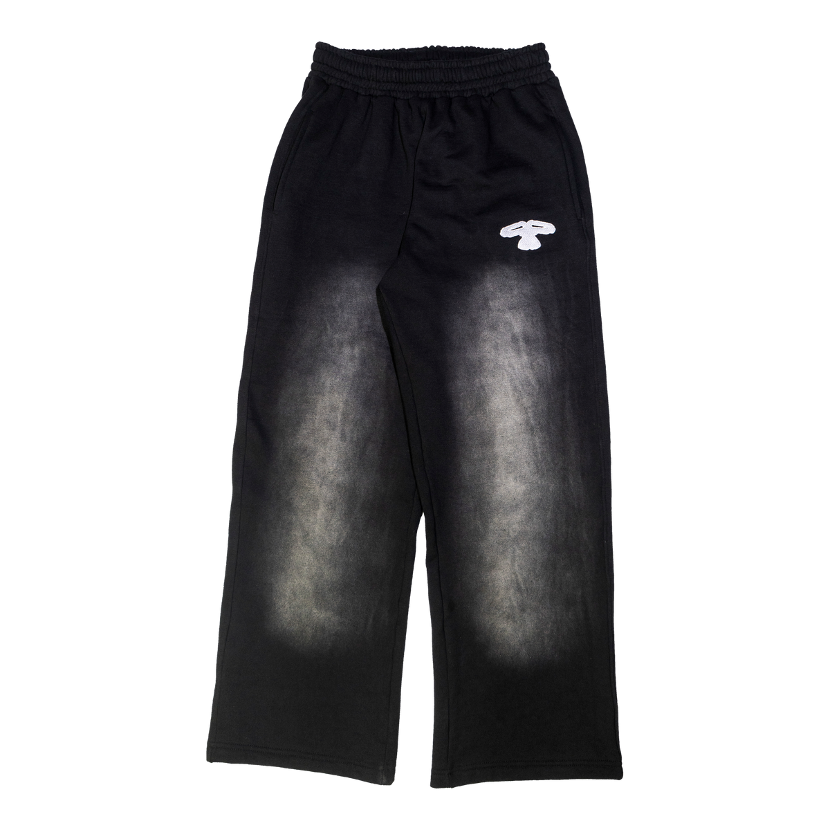 5Loop 5ivFaded black sweatpants, front view with embroidered logo and sun-faded finish